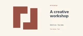 Autumn A Creative Workshop event ticket template · Horizontal photo dialogue