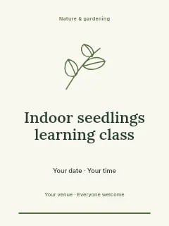Indoor seedlings learning class invitation template · Botanical invitation