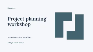 Project planning workshop presentation cover template · Horizontal photo dialogue