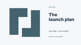 The Launch Plan presentation cover template · Horizontal photo dialogue