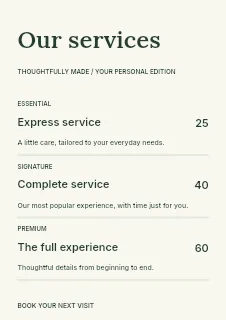 Botanical care price list template · Structured price-lists