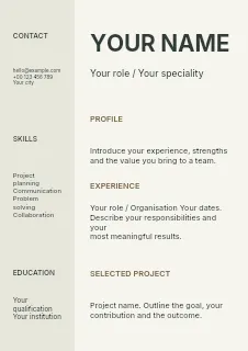 Property information guide resume template · Structured resumes