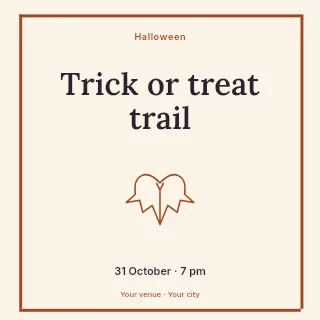 Trick or treat trail social media post template · Framed editorial