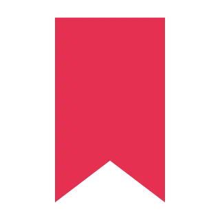 A red vertical ribbon with a triangular cut in its lower edge.