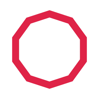 A 10 sided geometric frame uses a broad open border.