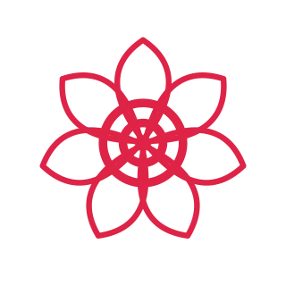 A radial flower has 7 layered petals arranged around a circular centre.