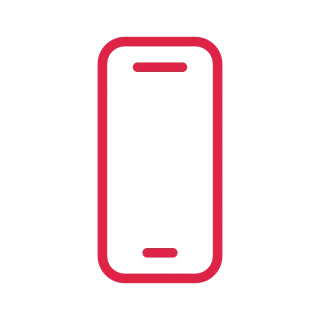 A slim rounded smartphone outline has a short speaker and bottom gesture bar.