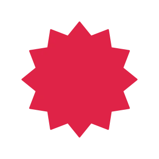 A soft radial badge has 12 evenly spaced outward points.