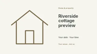 Riverside cottage preview presentation cover template · Horizontal photo dialogue