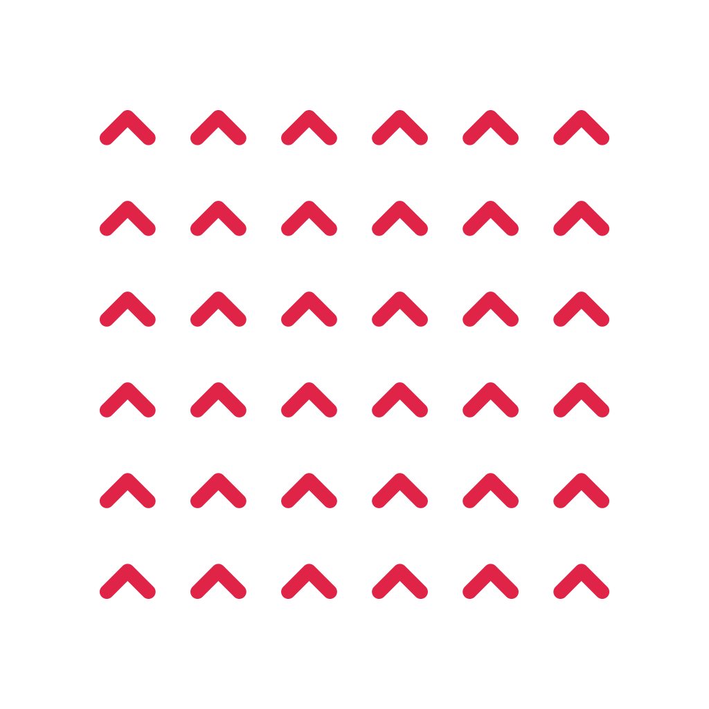 A 6 by 6 arrangement of chevron grid marks leaves transparent space between the motifs.