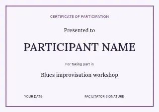 Blues improvisation workshop certificate template · Structured certificates