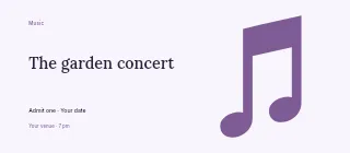 Autumn The Garden Concert event ticket template · Horizontal photo dialogue