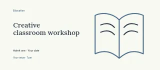 Creative classroom workshop event ticket template · Horizontal photo dialogue