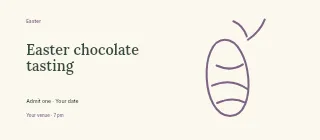 Easter chocolate tasting event ticket template · Horizontal photo dialogue