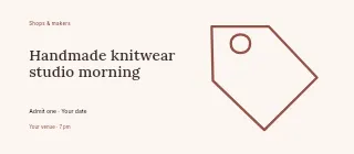 Handmade knitwear studio morning event ticket template · Horizontal photo dialogue