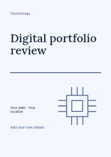 Digital portfolio review flyer template · Typography & ornament