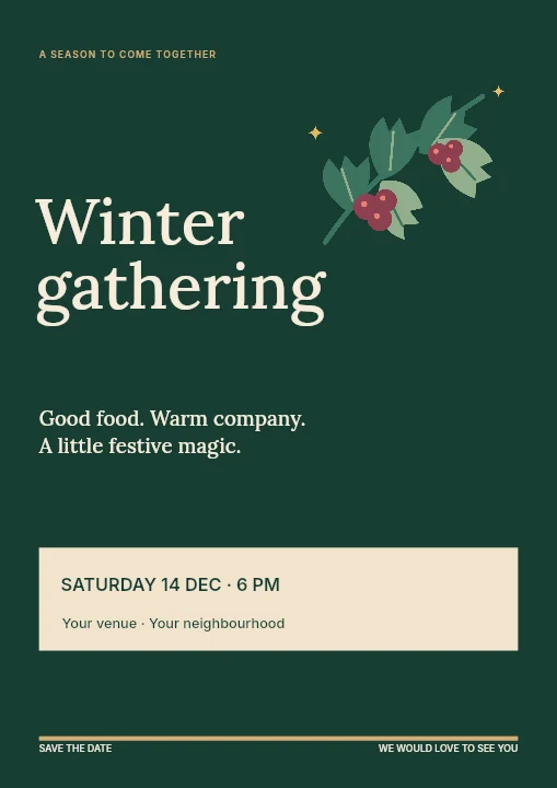 Winter gathering flyer template · Christmas flyer