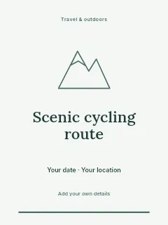 Scenic cycling route greeting card template · Botanical invitation