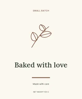 Baked with Love label template · Artisan label