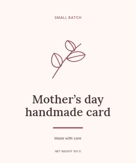 Mother’s Day handmade card label template · Artisan label