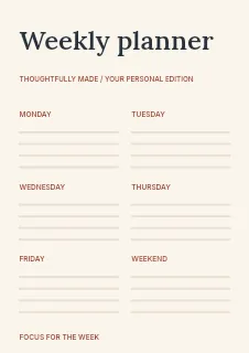 The creative week planner template · Structured planners