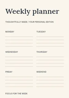 The creative week planner template · Structured planners