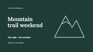 Mountain trail weekend presentation cover template · Horizontal photo dialogue