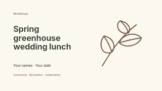 Spring greenhouse wedding lunch presentation cover template · Horizontal photo dialogue