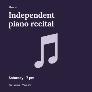 Independent piano recital social media post template · Fine-line cover