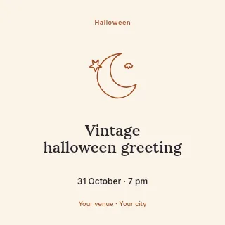 Vintage Halloween greeting social media post template · Illustrated folio