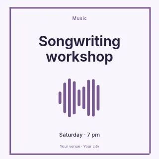 Songwriting workshop social media post template · Framed editorial