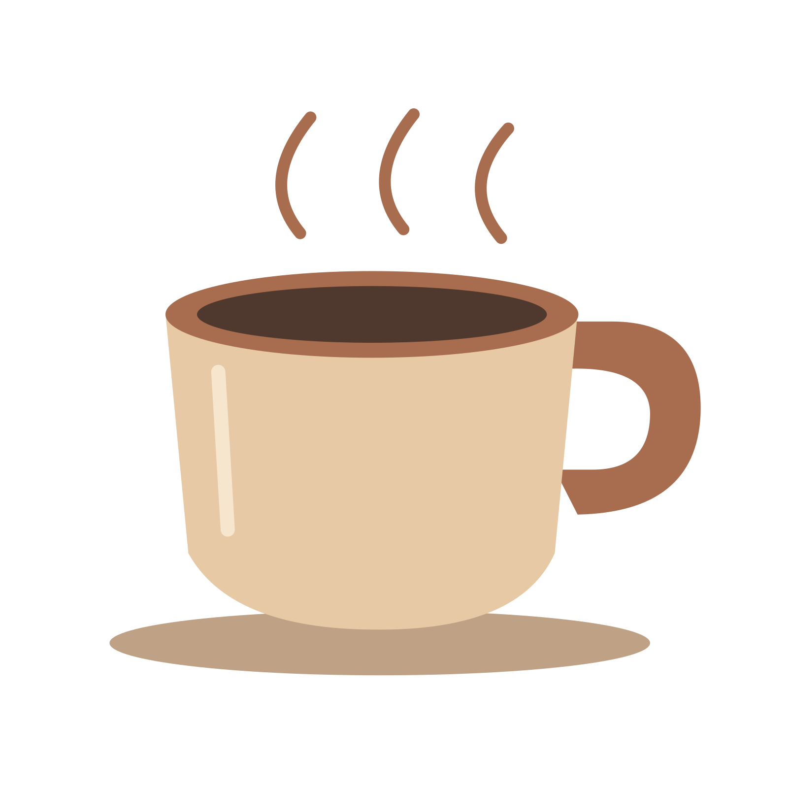 Coffee cup study in a balanced, multicolour illustration with a transparent background.