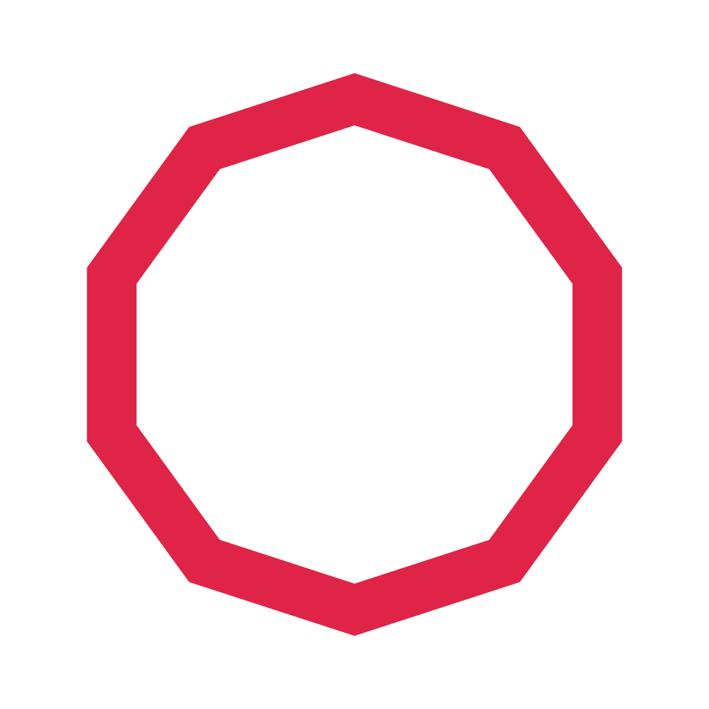 A 10 sided geometric frame uses a broad open border.