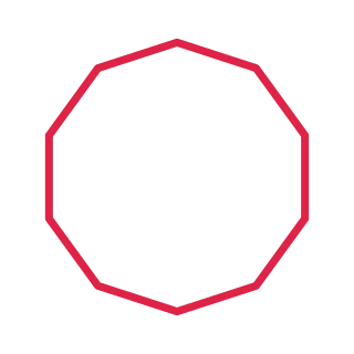 A mathematically regular 10-sided polygon with equally spaced vertices.