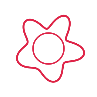 An organic orbit form has 5 broad lobes and a smoothly varying outline.