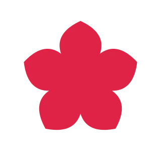 A radial flower has 5 pointed petals arranged around a circular centre.