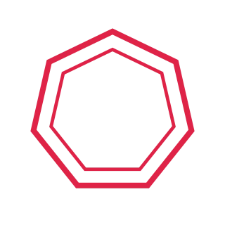 A 7 sided geometric frame uses two nested outlines.