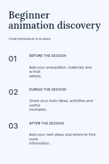 Beginner animation discovery infographic template · Structured infographics
