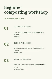 Beginner composting workshop infographic template · Structured infographics