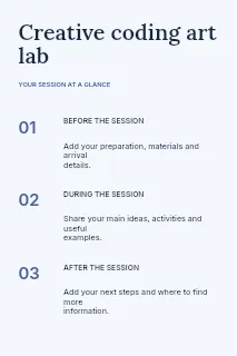 Creative coding art lab infographic template · Structured infographics