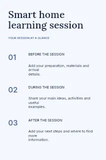 Smart home learning session infographic template · Structured infographics
