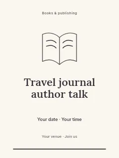 Travel journal author talk invitation template · Botanical invitation