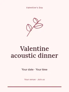 Valentine acoustic dinner invitation template · Botanical invitation