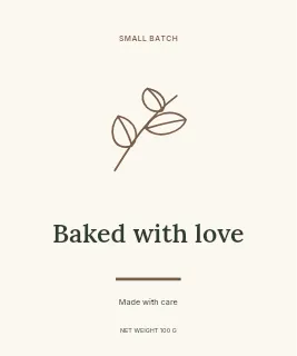 Baked with Love label template · Artisan label