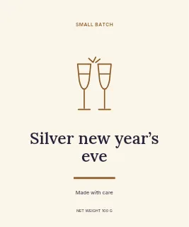 Silver New Year’s Eve label template · Artisan label