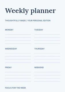 New Year goals planner template · Structured planners
