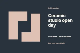 Ceramic studio open day postcard template · Horizontal photo dialogue