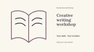 Creative writing workshop presentation cover template · Horizontal photo dialogue