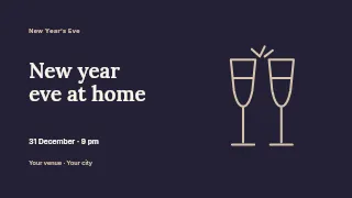 New Year Eve at home presentation cover template · Horizontal photo dialogue
