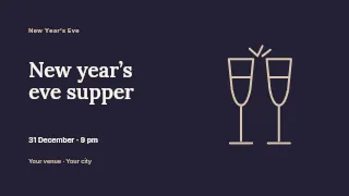 New Year’s Eve supper presentation cover template · Horizontal photo dialogue